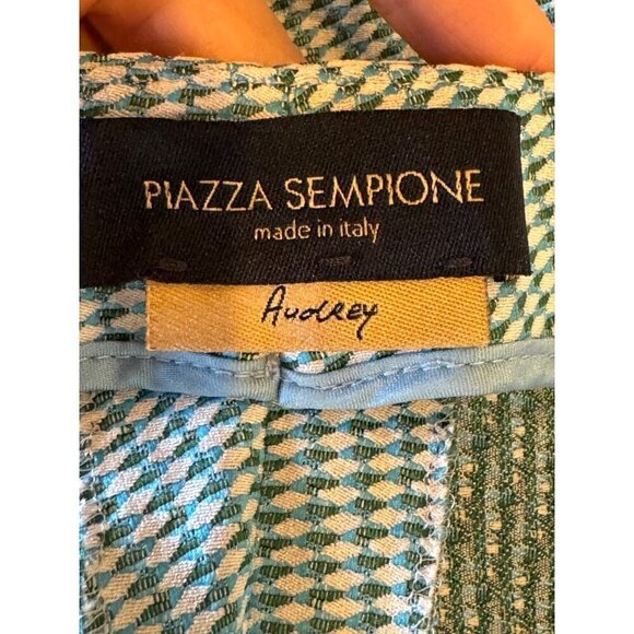 Piazza Sempione Pants Women‎ 10 Blue Green Diamond Print Cropped Audrey Trousers - Picture 9 of 10